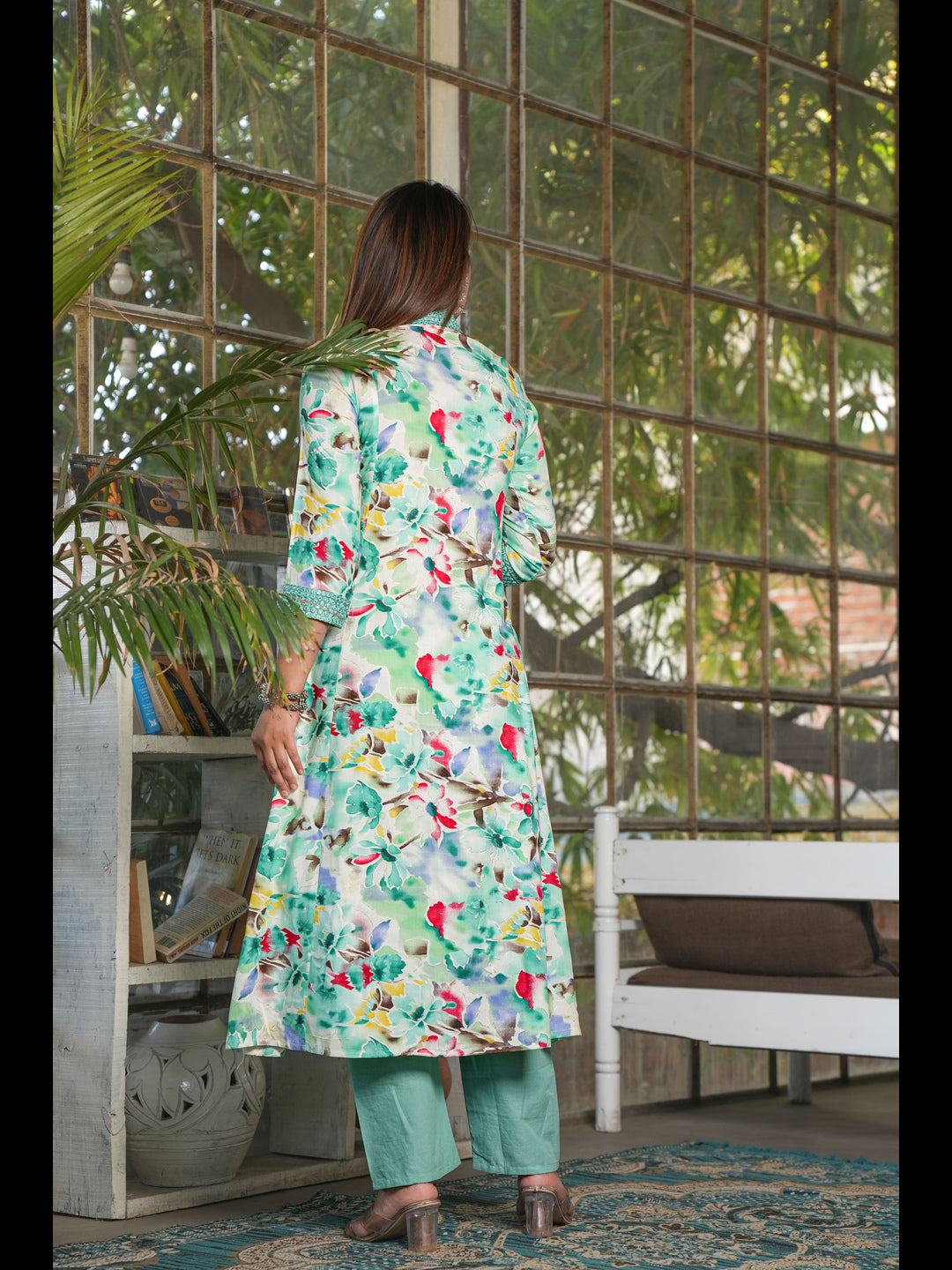 Multi A-Line Rayon Printed Kurta Bottom With Dupatta