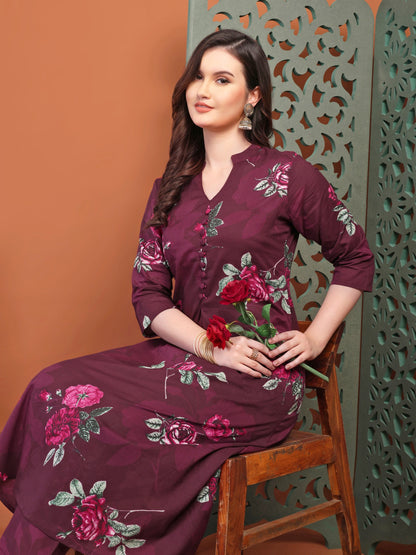 Purple Printed Co-Ord Set For Women