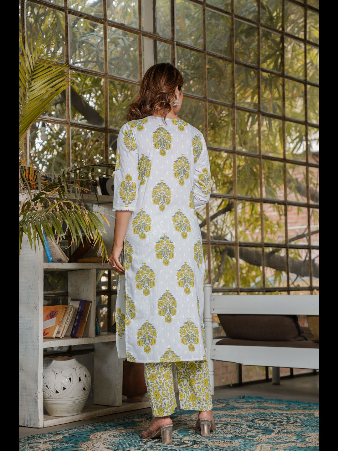 Yellow Straight Cotton Printed Kurta With Pant And Dupatta