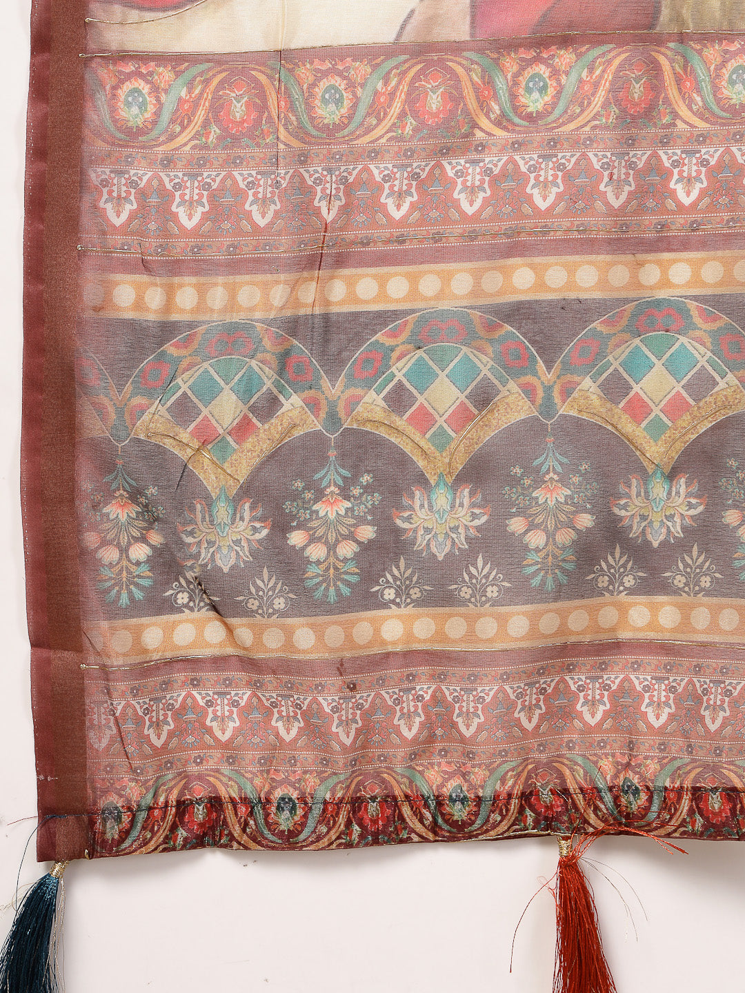 Multi Abstract Foil Printed Cotton Blend Saree