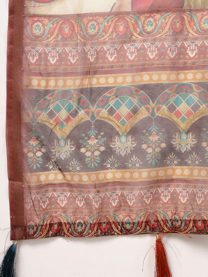 Multi Abstract Foil Printed Cotton Blend Saree (Pre-Order)