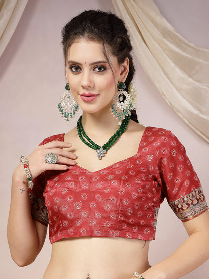 Off White Floral Foil Printed Cotton Blend Saree