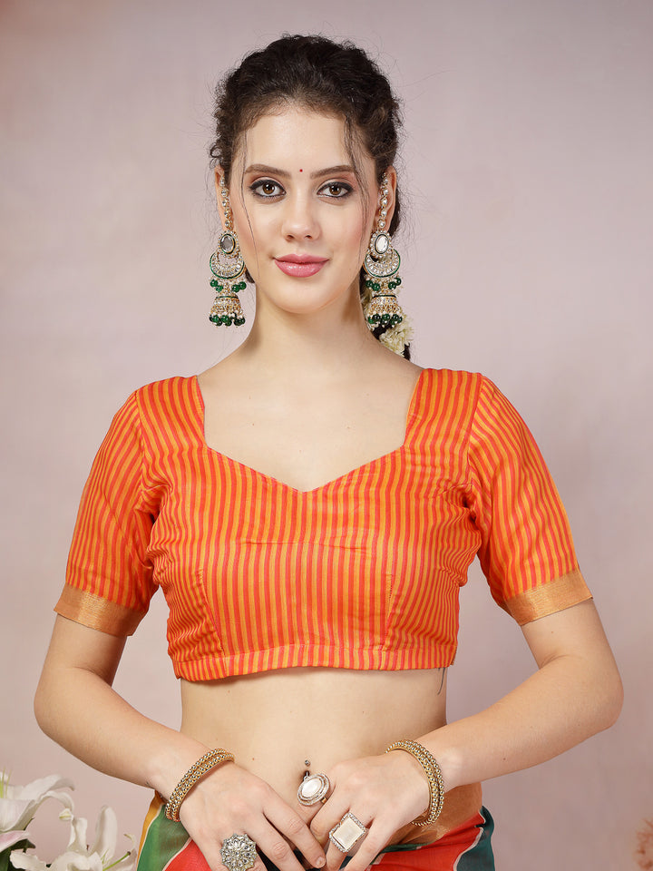 Multi Leheriya Zari Cotton Blend Saree