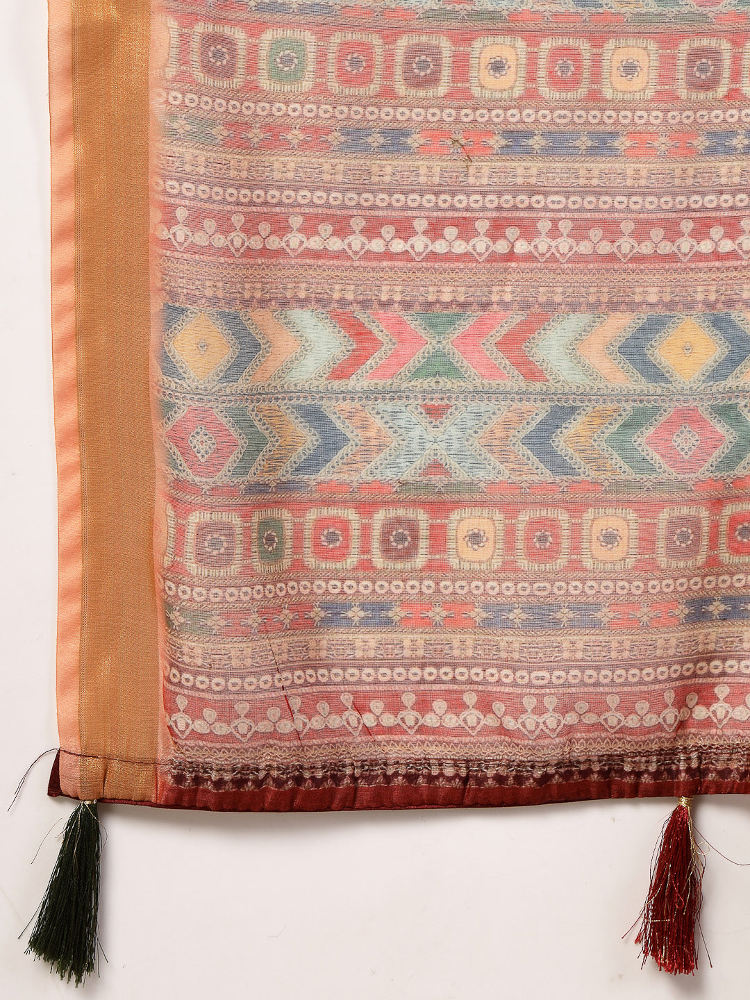 Olive Leheriya Zari Cotton Blend Saree (Pre-Order)