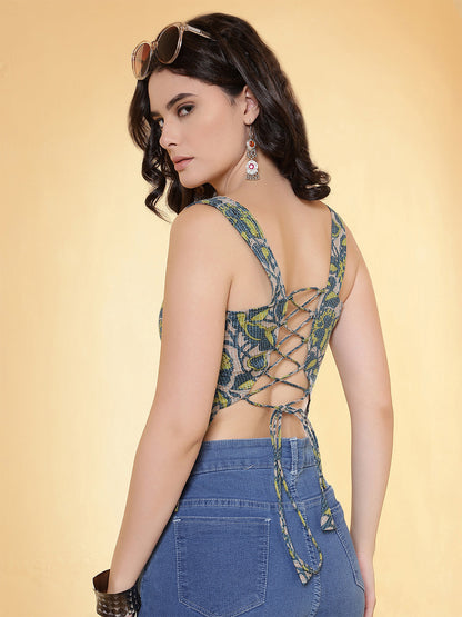 Women Blue Printed Top