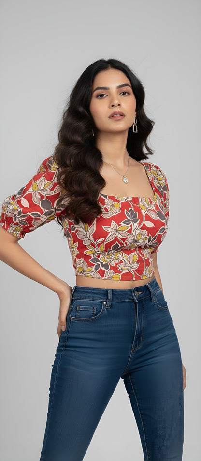 Women Printed Crop Stylish Top
