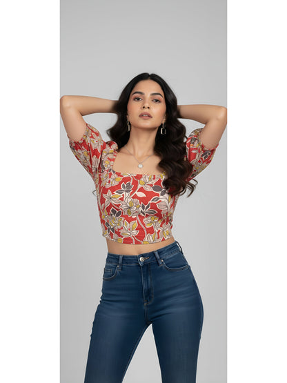 Women Printed Crop Stylish Top