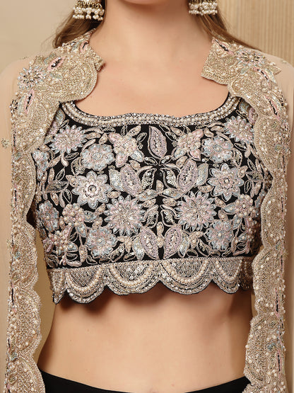 Solid & Embroidered Crape Silk Co-Ord Set