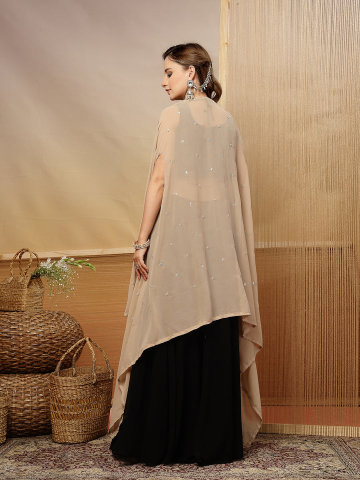 Solid &amp; Embroidered Crape Silk Co-Ord Set