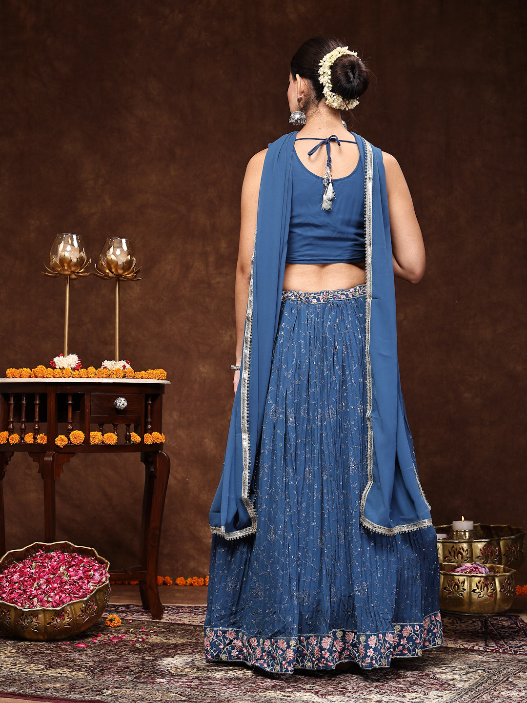 Royal Embroidered Georgette Lehenga &amp; Blouse With Dupatta