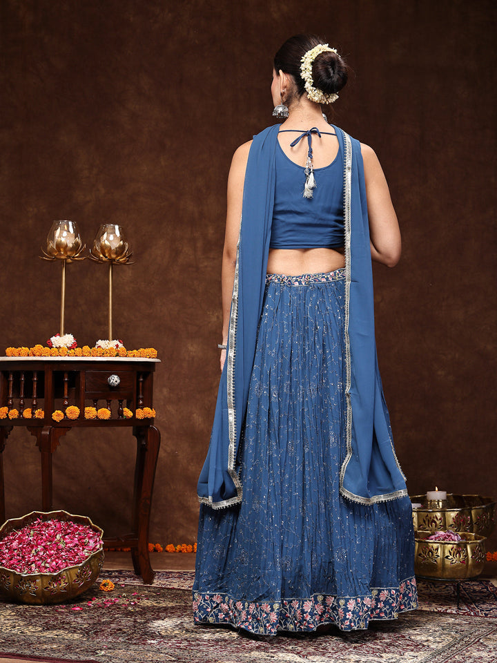 Royal Embroidered Georgette Lehenga &amp; Blouse With Dupatta