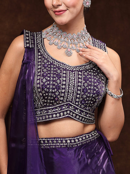 Wine Jimmy Choo Lehenga & Blouse With Dupatta