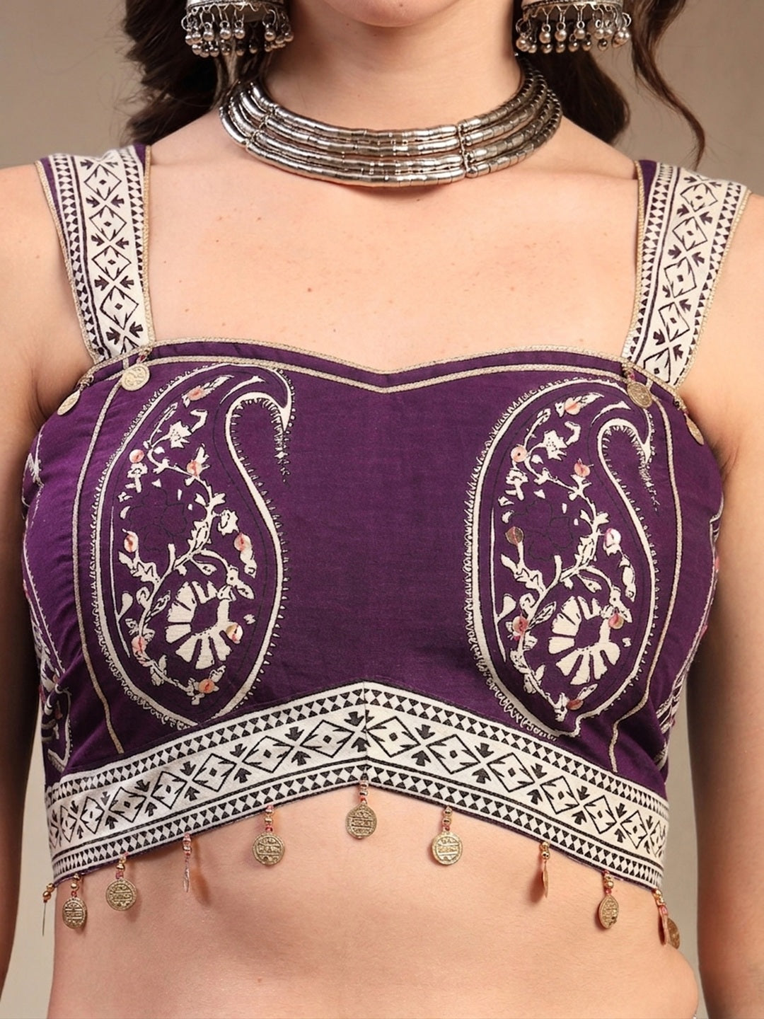 Ethnic Printed Cotton Ethnic Top With Skirt