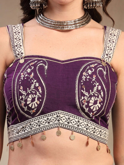 Ethnic Printed Cotton Ethnic Top With Skirt
