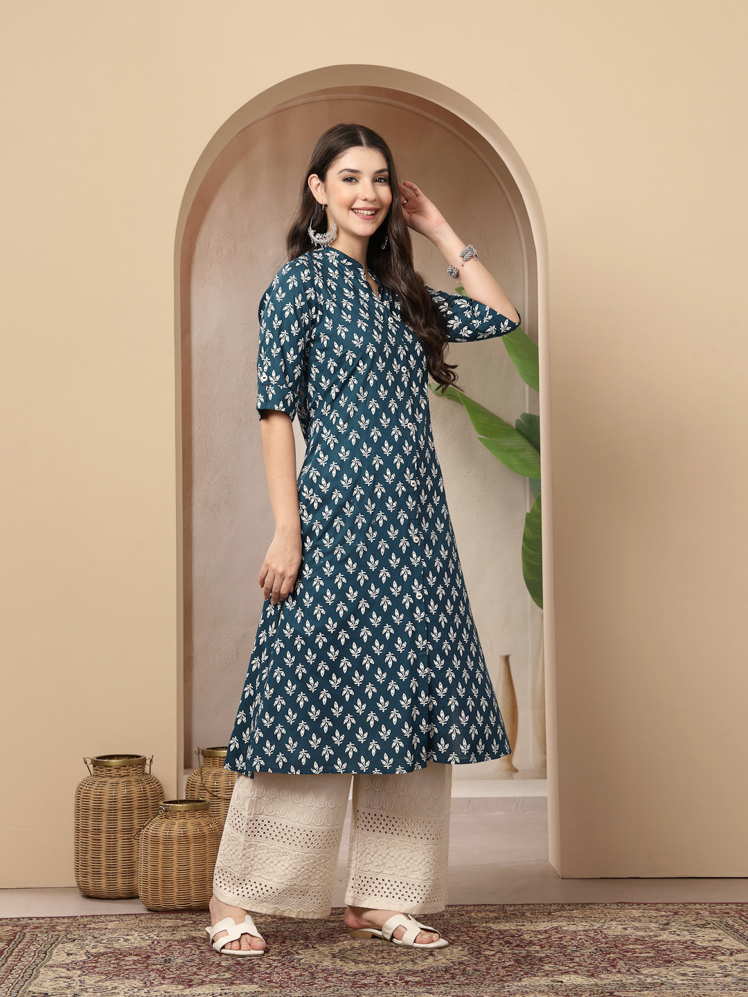 Ethnic Motifs Printed Rayon A-Line Kurta