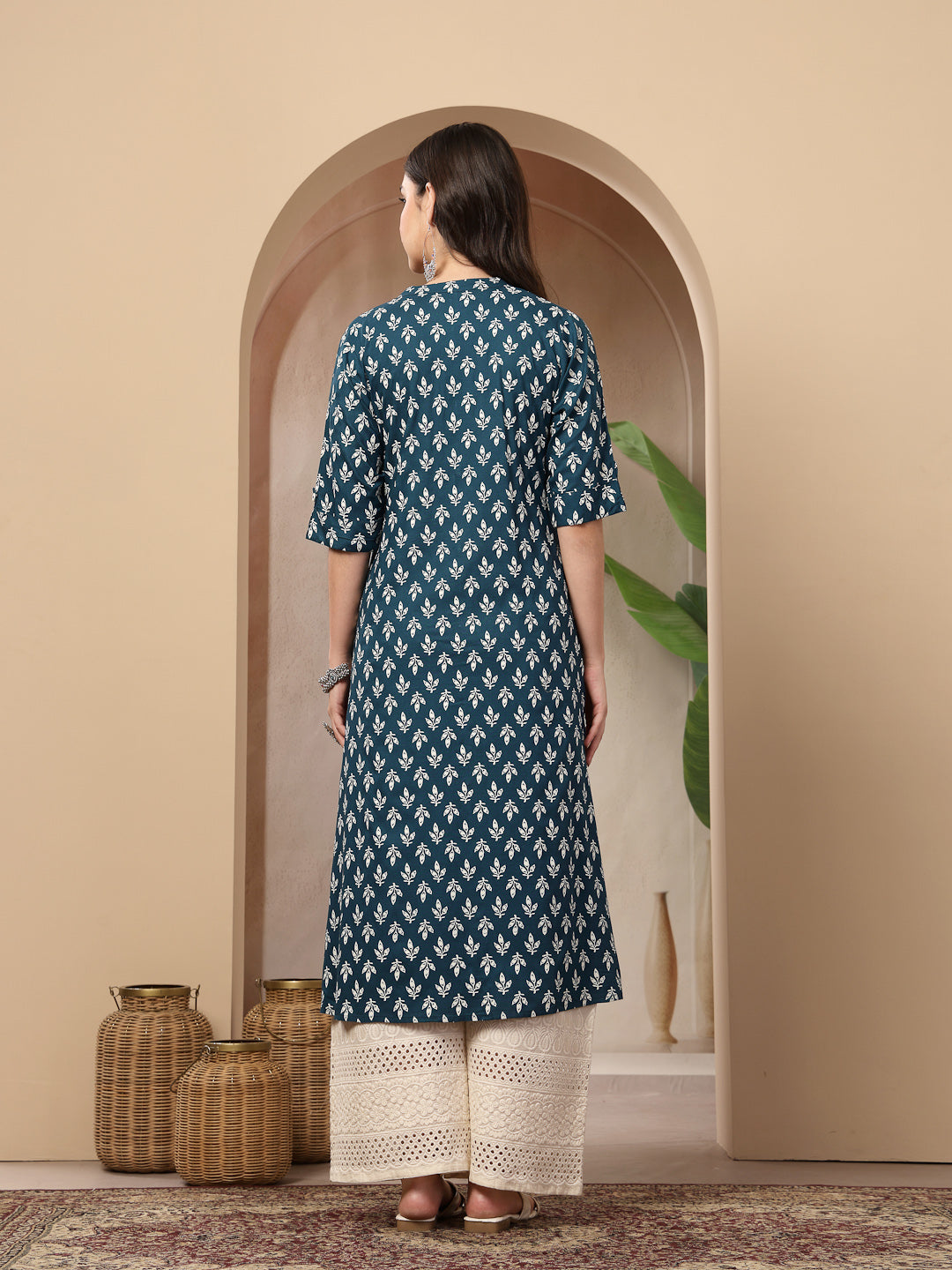 Ethnic Motifs Printed Rayon A-Line Kurta