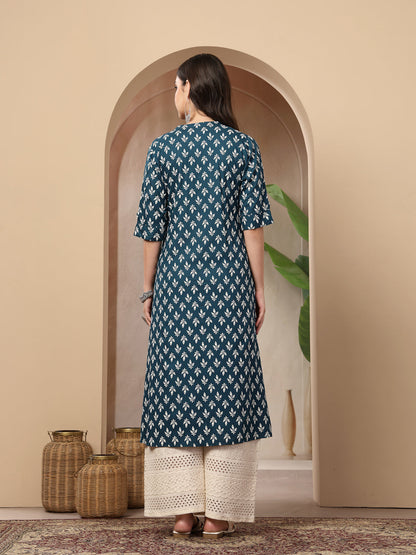 Ethnic Motifs Printed Rayon A-Line Kurta