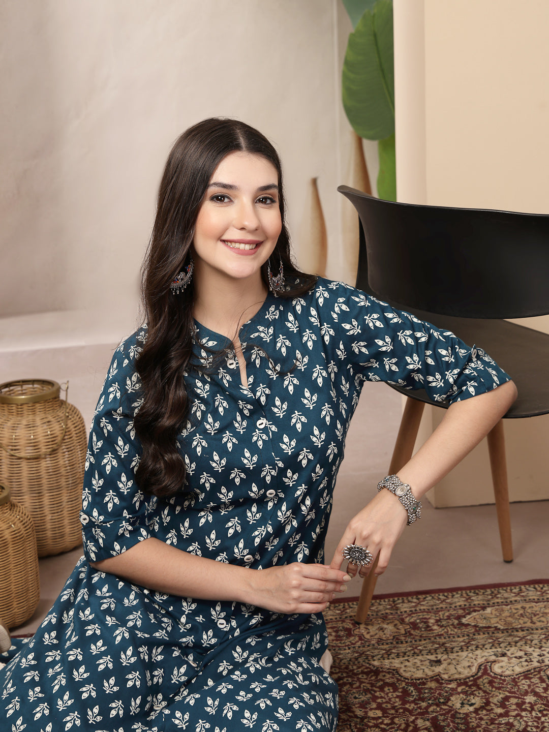 Ethnic Motifs Printed Rayon A-Line Kurta