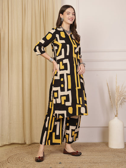 Printed Pure Cotton Straight Kurta Set