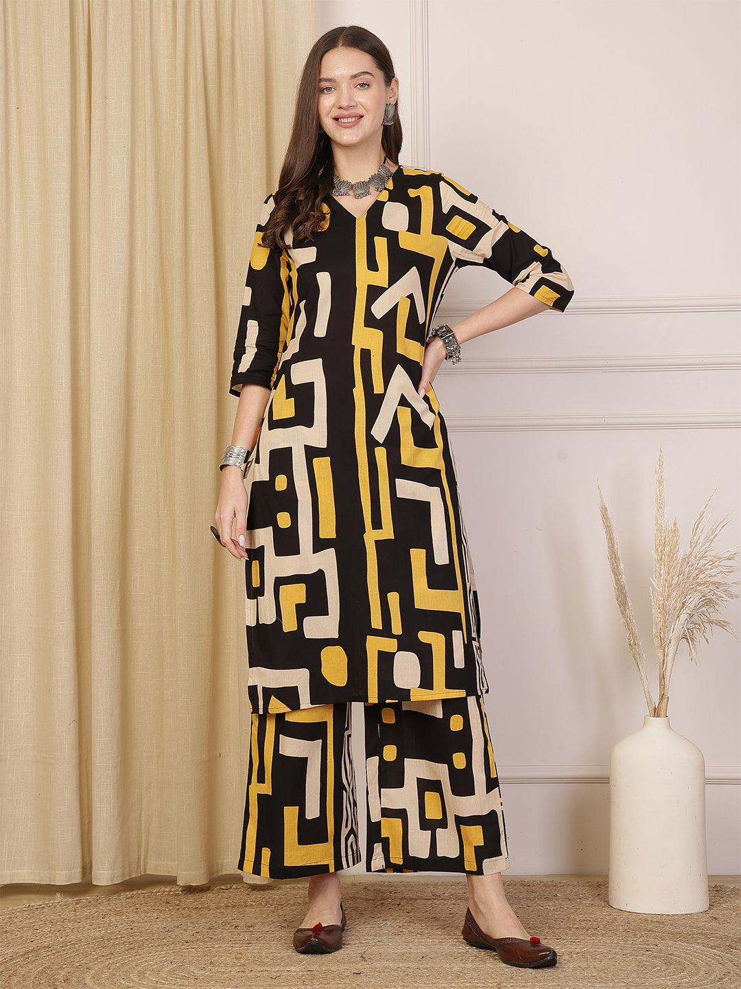 Printed Pure Cotton Straight Kurta Set