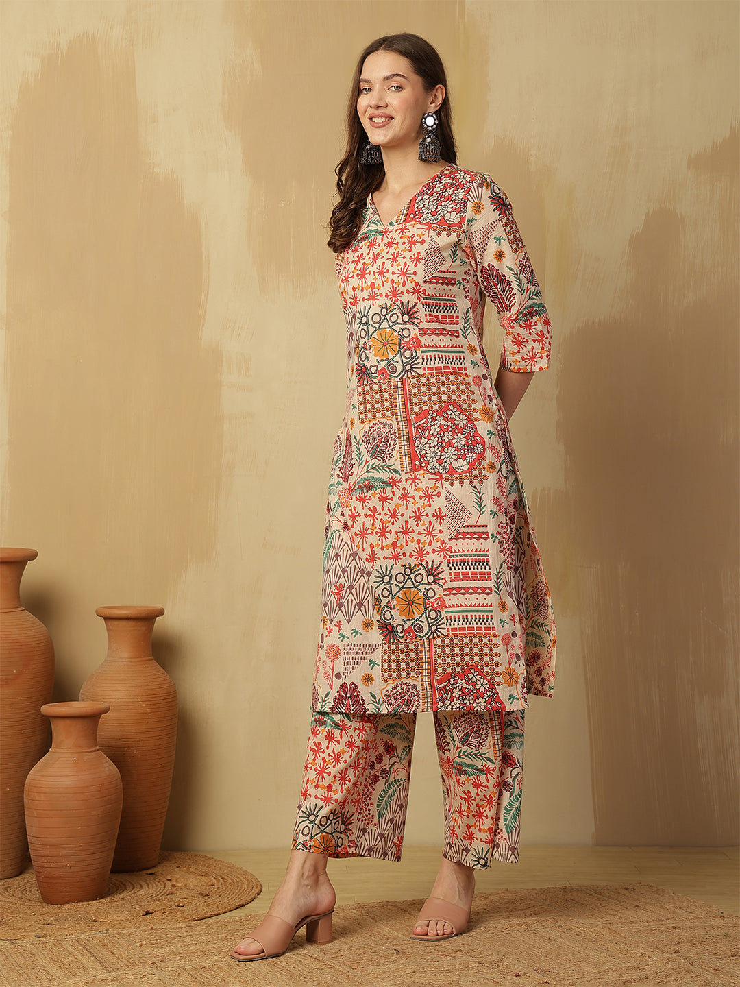 Printed Pure Cotton Straight Kurta Set