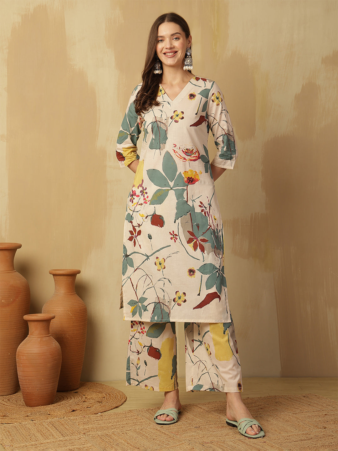 Printed Pure Cotton Straight Kurta Set
