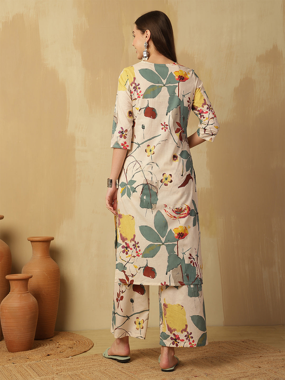Printed Pure Cotton Straight Kurta Set