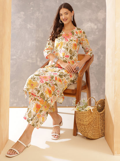 Printed Pure Cotton Straight Kurta Set
