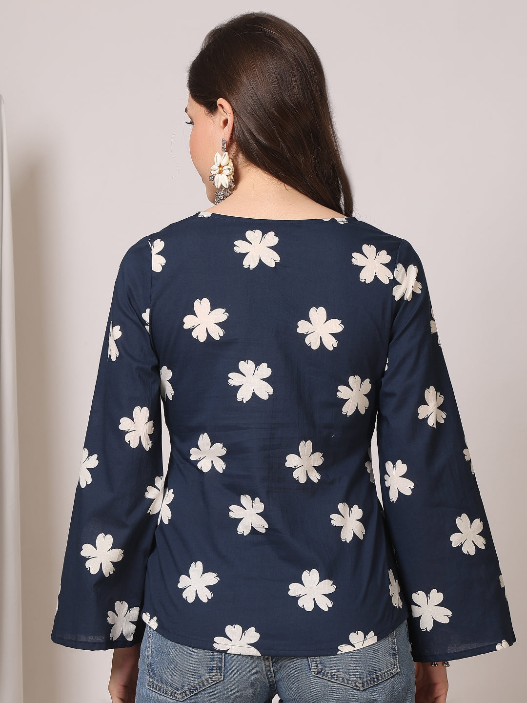 Printed Cotton Long Sleeves Top
