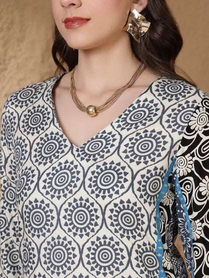 Printed Viscose Rayon Straight Kurta Set