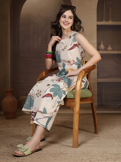 Printed Pure Cotton Straight Kurta Set