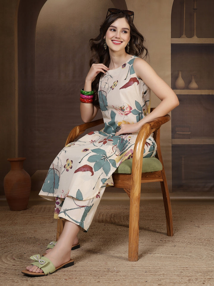 Printed Pure Cotton Straight Kurta Set