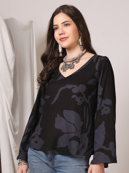 Printed Cotton Long Sleeves Top