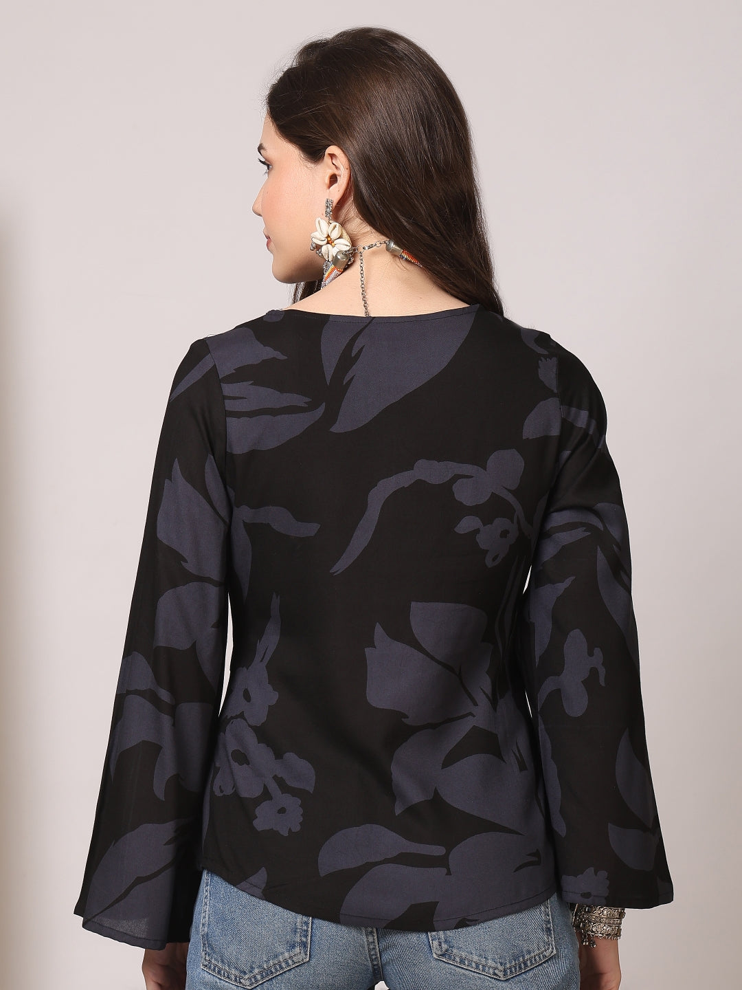 Printed Cotton Long Sleeves Top