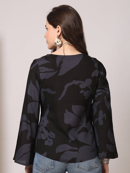 Printed Cotton Long Sleeves Top
