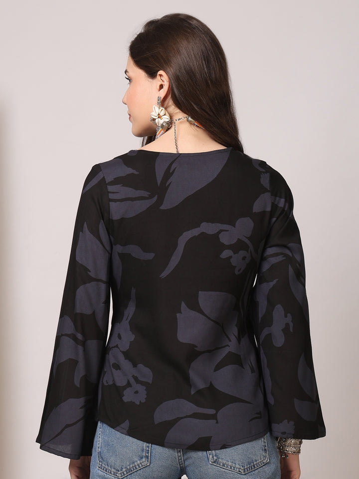 Printed Cotton Long Sleeves Top