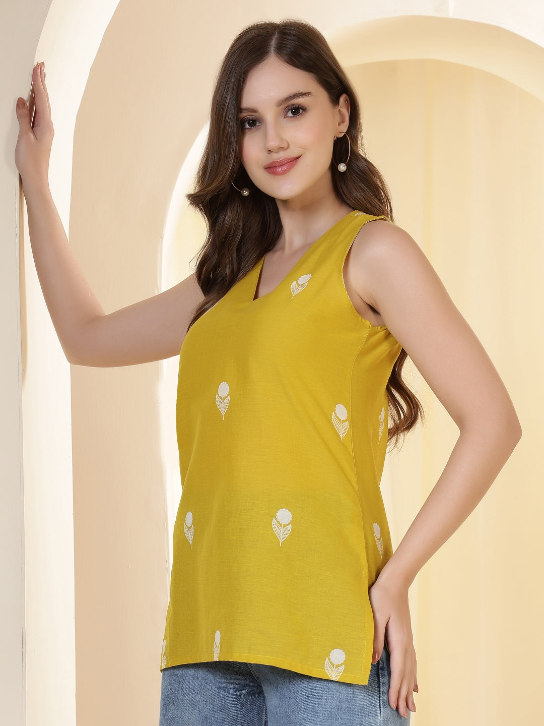 Printed Cotton Sleeveless Top
