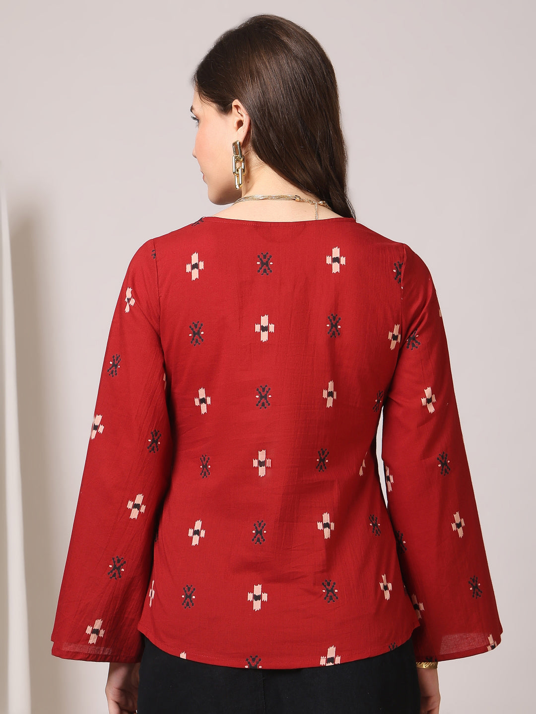Printed Cotton Long Sleeves Top