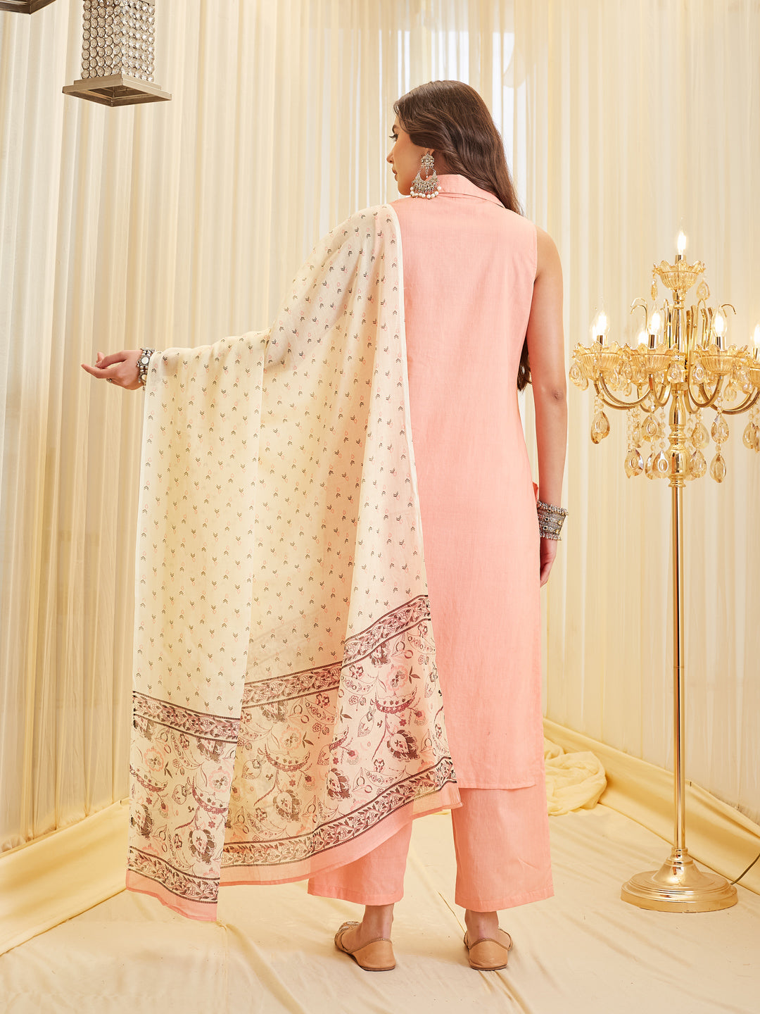 Dyed Pure Cotton Straight Kurta Set With Dupatta
