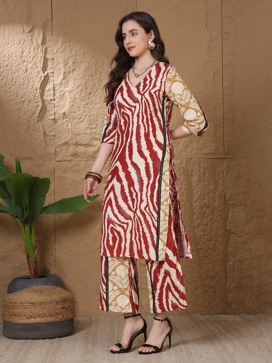 Printed Viscose Rayon Straight Kurta Set