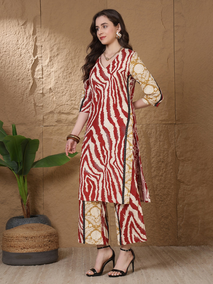 Printed Viscose Rayon Straight Kurta Set