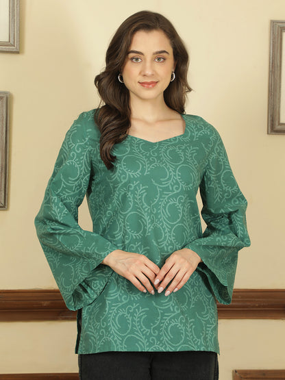 Printed Cotton Long Sleeves Top