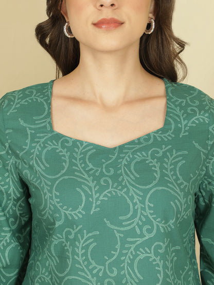 Printed Cotton Long Sleeves Top