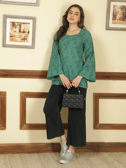 Printed Cotton Long Sleeves Top