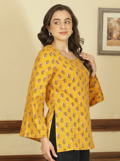 Printed Cotton Long Sleeves Top