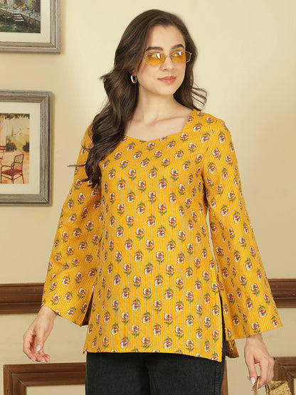 Printed Cotton Long Sleeves Top