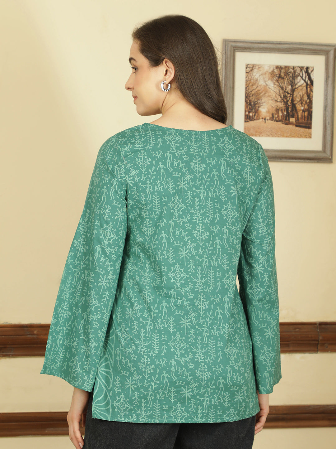 Printed Cotton Long Sleeves Top