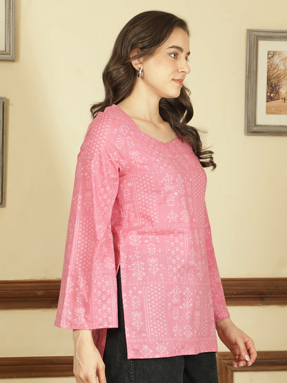 Printed Cotton Long Sleeves Top