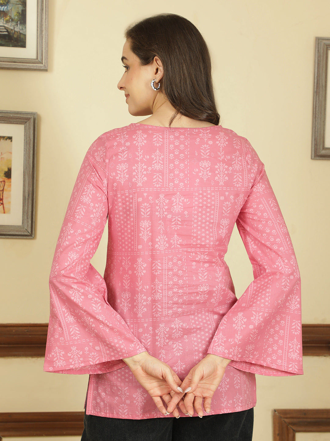 Printed Cotton Long Sleeves Top
