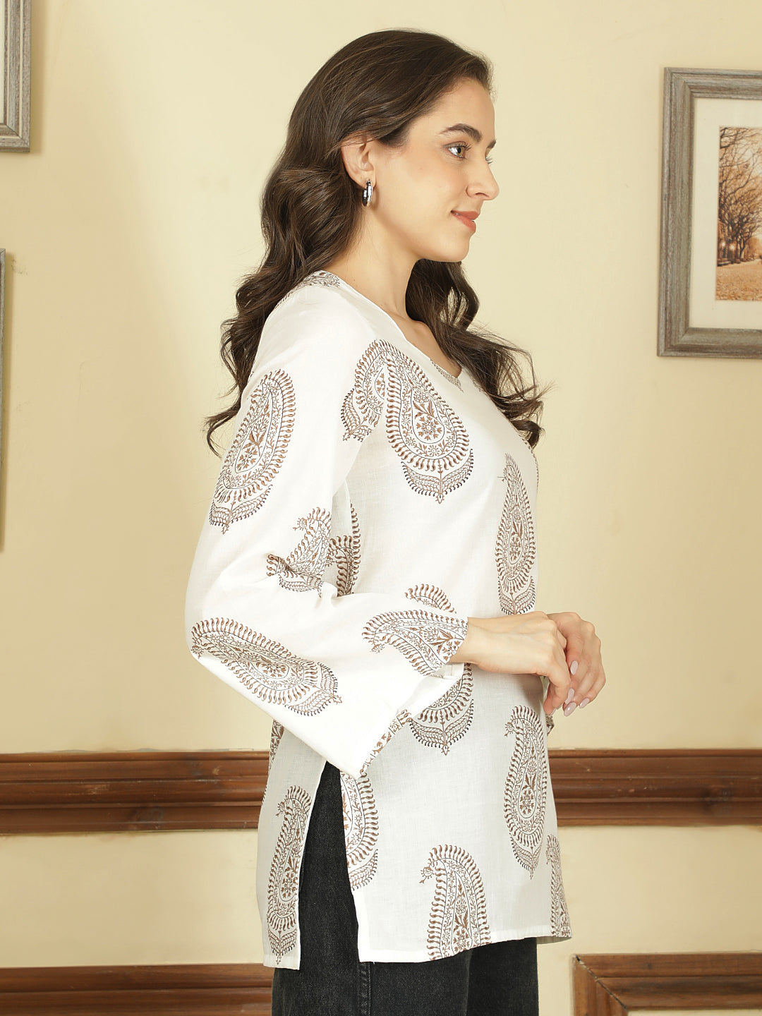 Printed Cotton Long Sleeves Top